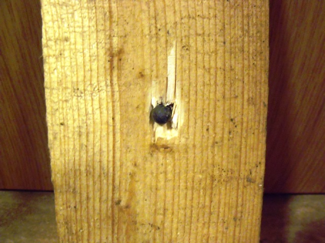 Locul pe unde a iesit bila si unde a ramas agatata (cred ca din cauza ca am pus scandura pe beton)